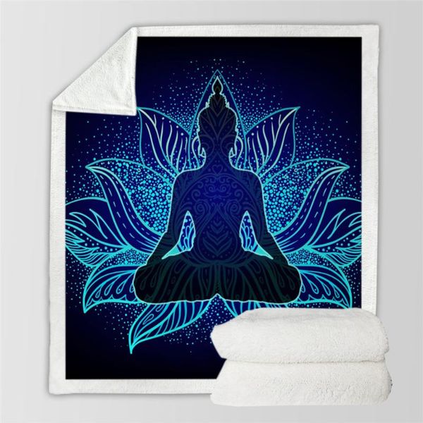 

buddha statue lotus sherpa fleece blanket mandala sofa tv coral blanket for kids teens girls winter bedspread for travel