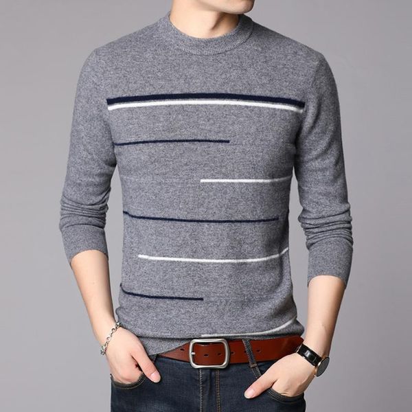 

mens 100% шерсть knit tops свитер пуловер basic o шеи для зимы осени полосатый вскользь bo26241230, White;black