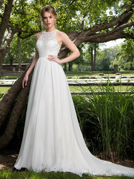 

elegant white chiffon jewel embroidery sheath wedding dresses bridal pageant dresses wedding attire dresses custom size 2-18 kf1219201