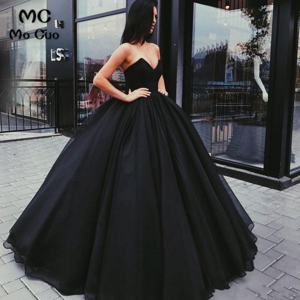 

in stock ready ship 2019 ball gown evening dresses long sweetheart prom gowns tulle black women evening dresses custom made, White;black