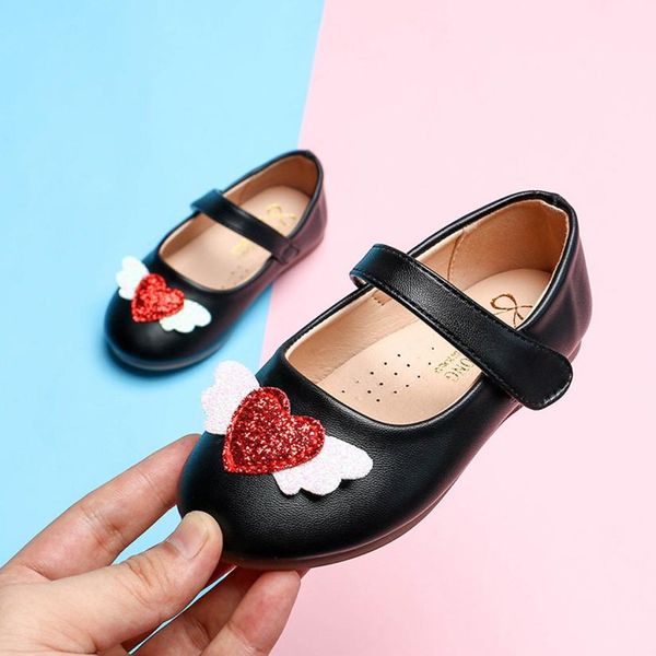

2018 fashion newborn baby girlskids toddler infant baby girls heart wing leather shoes party princess shoessneakers #ft08, Black;grey