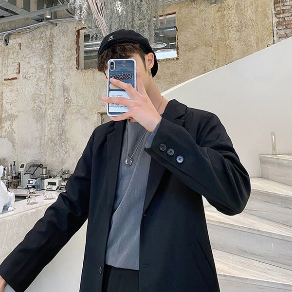 

men's casual suits 2020 spring and summer new handsome loose solid color wild suit jacket young personality fashion trend men's, White;black