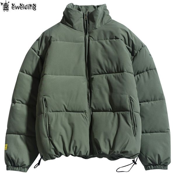 

winter new men solid color parkas quality brand men's stand collar warm thick jacket male fashion casual parka coat, Black
