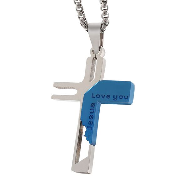 

anniversary "jesus love you",stainless steel fashion women men crucifix pendant necklace cross pendants p699, Silver