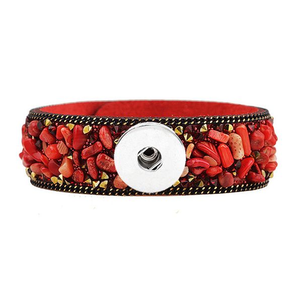 

новый сменный браслет 078 натуральный камень кристалл кожа модный браслет 18 мм оснастки кнопка шарм ювелирные изделия для женщин подарок, Golden;silver