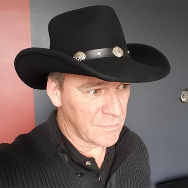 

classic hondo crown black wool cowboy hat, Blue;gray