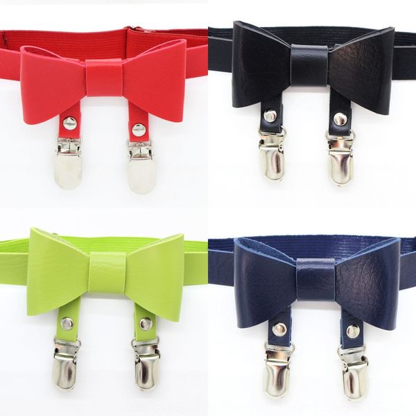 

pu punk street dance butterfly 2 sling butterfly socks metal double duck mouth leather suspender elastic anti-stripping socks, Black;white