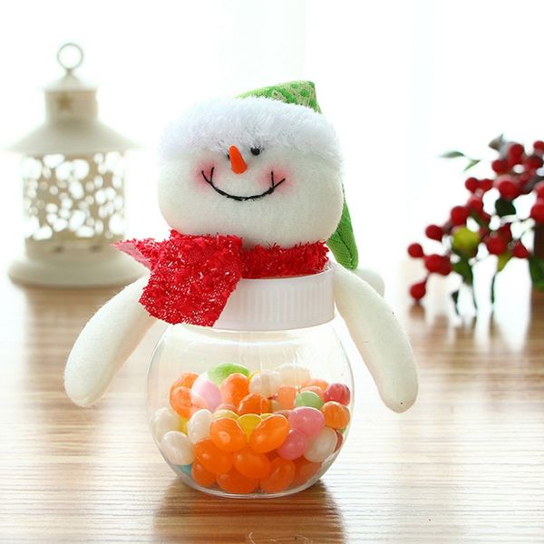 

abfy-1pcs christmas candy storage box jar bottle santa claus snowman elk bear xmas decor round snowman