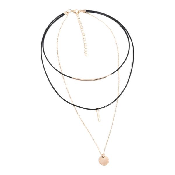 

fashion jewelry wax rope alloy multilayer necklace long sweater chain alloy pendant ladies clavicle chain, Silver