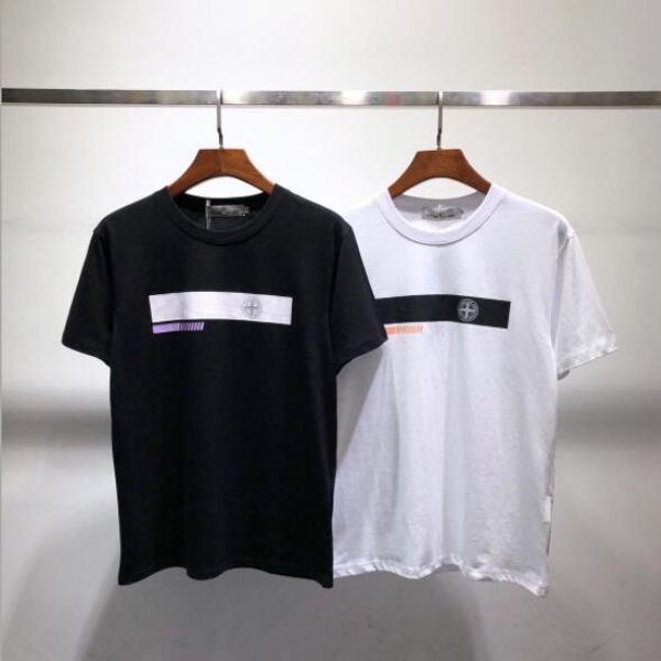 

casual round neck loose t-shirt stone chest printing europe and the tide brand men and women lovers t-shirt men and women lover, White;black