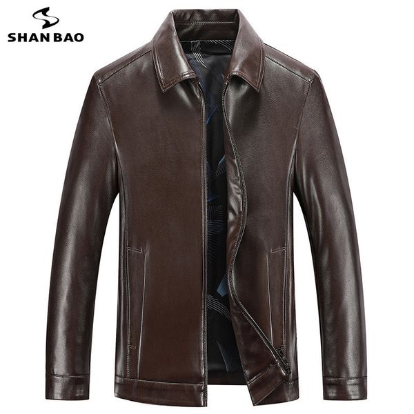 

men's brand leather jacket 2019 autumn and winter luxury sheepskin jacket business casual brown black