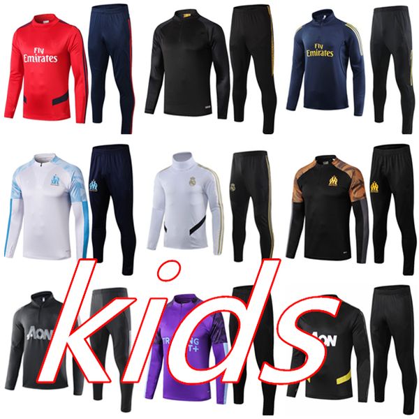 

Survetement foot kid real madrid occer jacket 19 20 manche ter mar eille track uit ram ey alexi lukaku kid training uit child kit jacket, Black;red
