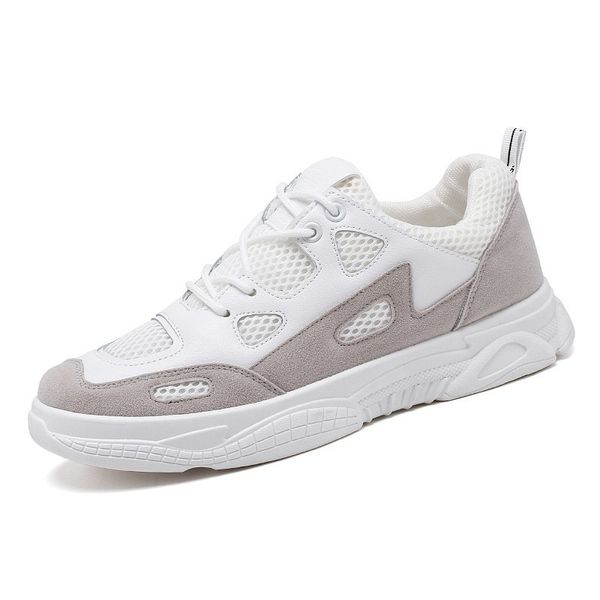

sport shoes for men suede patchwork air mesh running shoes non slip breathable male soft comfortable casual sneakers