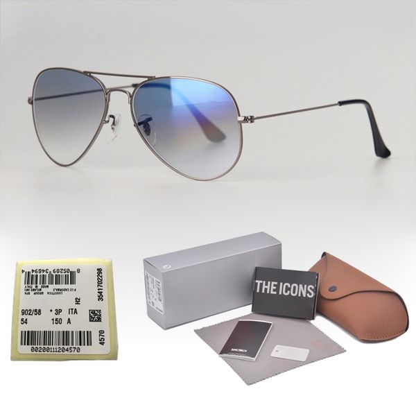 

High quality Metal Frame glass Lens Brand Designer Pilot Sunglasses Men Women Driving glasses UV400 Goggle with free cases and label