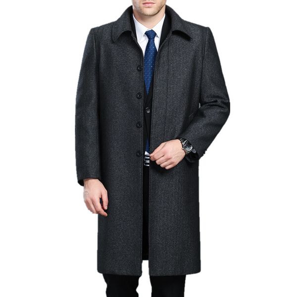 

new autumn winter wool overcoat men thickened loose casual x-long thick covered button mens plus size mlxl2xl3xl4xl, Black