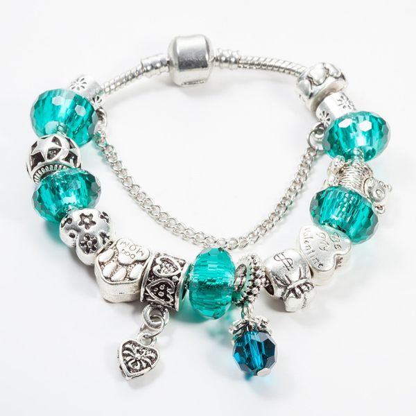 

wholesal crystal pendant bracelet luxury designer jewelry silver plated with original box diy bear beaded pendant bracelet with original box, Golden;silver