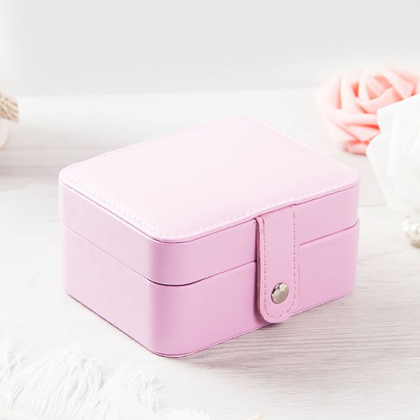 

travel jewelry box packaging display organizer holder pu leather zipper jewellery case wedding gift boxes for women, Pink;blue