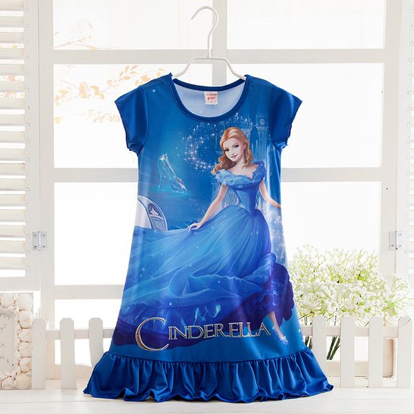

2019 fashion style cinderella pattern girls nightgowns children party dresses sleepwear pajamas baby girls nightie dress pyjamas, Blue;red