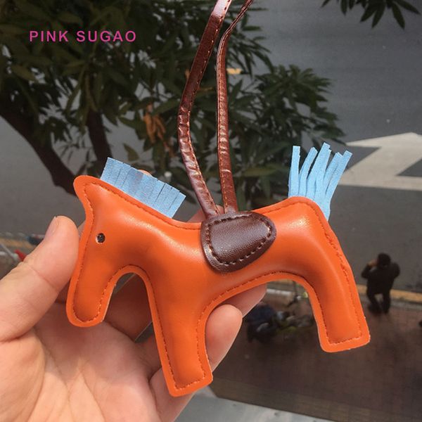 

fashion keychain designer pu leather pony keychain bag pendant handmade hand-stitched leather tassel pony keychain, Black