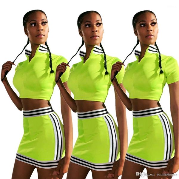 

skirts suits summer designer striped clothing sets outfits women 2pcs skirt suits short crop, Gray