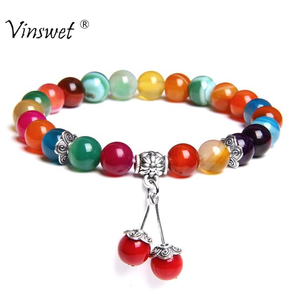 

women bracelets beaded natural stone bracelet charm 8mm stretch bracelet bangle for women men yoga healing jewelry gits, Black