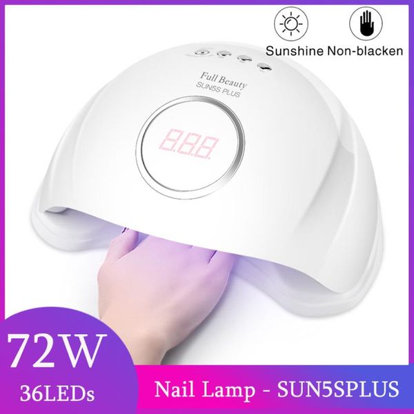 

72w portable nail dryer led lamp sun light curing all gel polish smart timing infrared sensing drying machine tools lysun5s plus