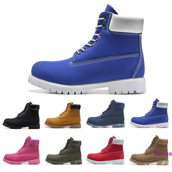 

luxury designer man women boots chestnut triple black white blue fashion mens boot outdoor walking shoes