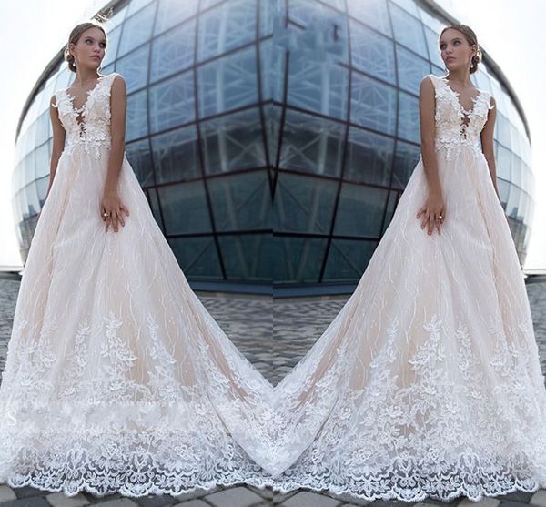 

3d flowers pearls bohemian wedding dresses court train long 2020 v-neck see though back beach bridal party dress summer wedding gowns plus, White