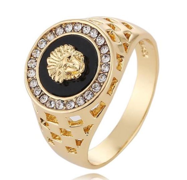 

cluster rings new luxury designer rings 24k gold lion head mens rings opening can adjust mens ring jewelry, Silver
