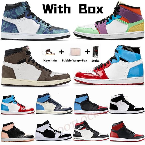 

1s with box 2020 jumpman 1 mens basketball shoes obsidian unc fearless travis scotts turbo green chic