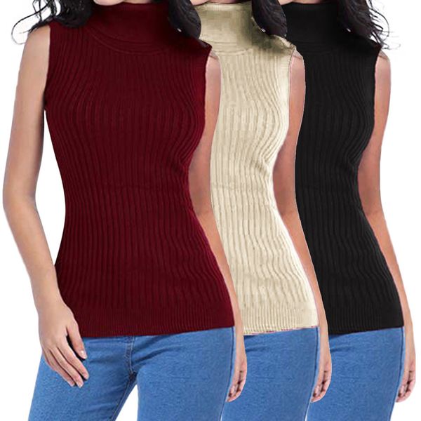 

new-coming tight sweater women's solid color matching sleeveless slim-fit sweater simple soft spring autumn pullover, Black;white