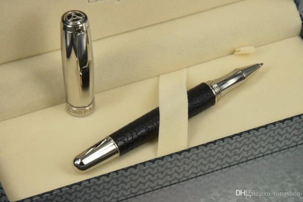 

unique luxury chopardd pen flat series gift metal @ black pu roller pen new arrival bright silver cap silver clip box