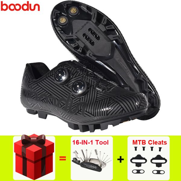 

boodun cycling shoes 16-in-1 tool sapatilha ciclismo mtb mountain bike locking outdoor sports bicycle professional riding shoes, Black