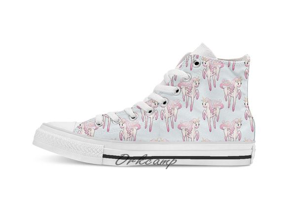 

super cool pink unicorn custom casual high lace-up canvas shoes sneakers drop shipping