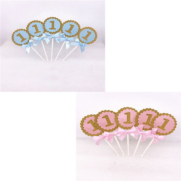 

5pcs round cupcake ers decor 1 year first baby birthday party cake er supplies