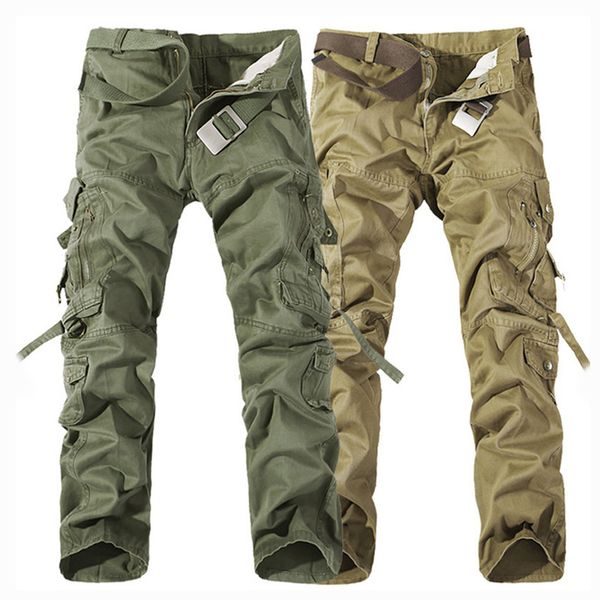 

tactical pants men multi-pocket trainning exercise pant loose cotton trousers male cargo pants plus size, Black;blue