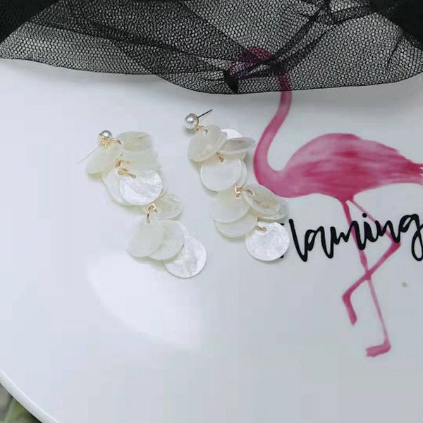 

shell earrings women 925 silver anti-allergy long earring fashionable women super fairy earring, Golden