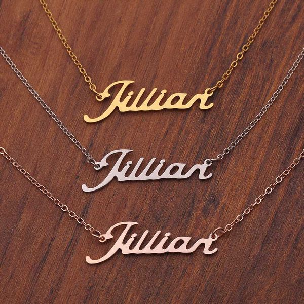 

personalized name necklaces solid stainless steel chokers for women fashion pendant custom special unique gift for her, Silver