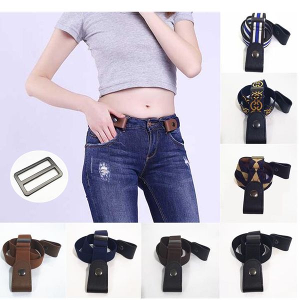 

waist art buckle-belts for jean pants rectangle buckle stretch elastic waist belt for women/men no bulge simple lazy belt, Black;brown