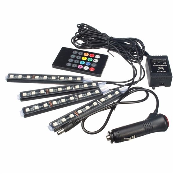 

rgb led car interior atmosphere glow sticker strip lights remote control