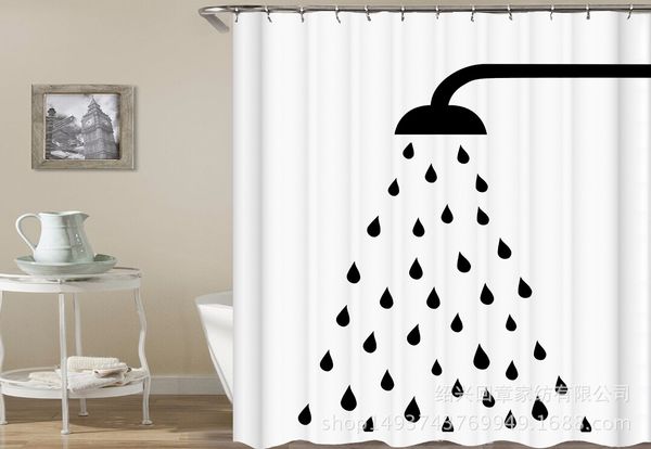 

shower drop digital printing shower curtain waterproof mildew-proof pure copper buttonhole to send c- type plastic hook can be customized