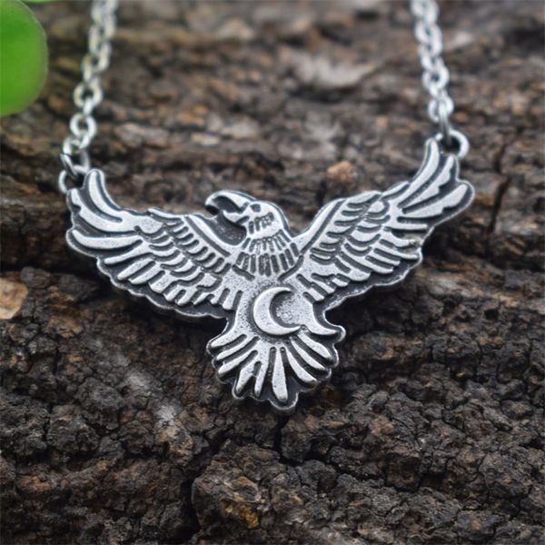 

12pcs викинг ворон ожерелье луны ювелирные изделия, Silver