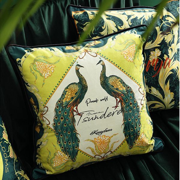 

geometric plaid pillow cushion cover chic green peacock throw decorative pillows cojines decorativos para sofa coussin cushions