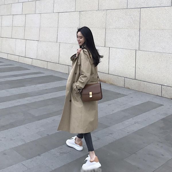 

the new autumn wind restoring ancient ways is han edition students paragraph dust coat grows in chic, Tan;black