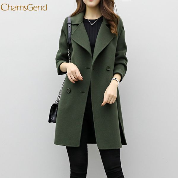 

chamsgend winter jacket women autumn casual outwear parka cardigan slim coat overcoat turn down collar overcoat l0111, Black