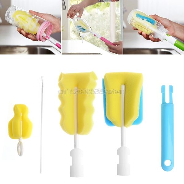 

4pcs/set sponge brush baby bottle cup glass pacifier washing clean cleaner tool kit random delivery #hc6u# drop shipping