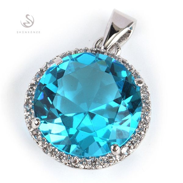 

shunxunze dropshipping berserk wedding pendants women jewelry & accessories charms christmas gifts blue cubic zirconia rhodium plated r748, Silver