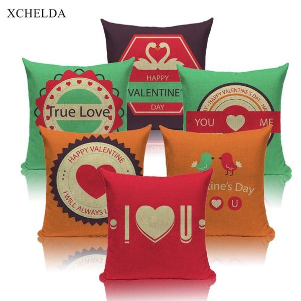 

cushion cover valentines day decorative pillow case 45*45 the 14th of february linen pillowcase for car seat home decor sofa