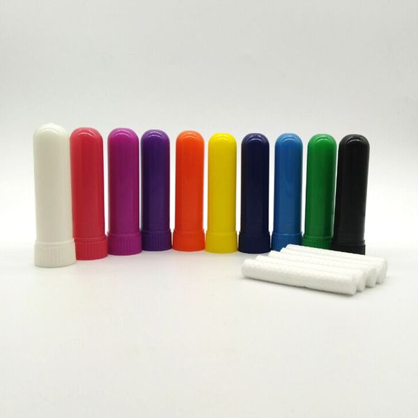 1000 Takım / Lot ABD Boş Aroma Inhaler Çubuklar, DIY Esansiyel Yağı için Plastik Nazal Inhaler (En İyi Kalite Pamuk Fitiller 51mm)