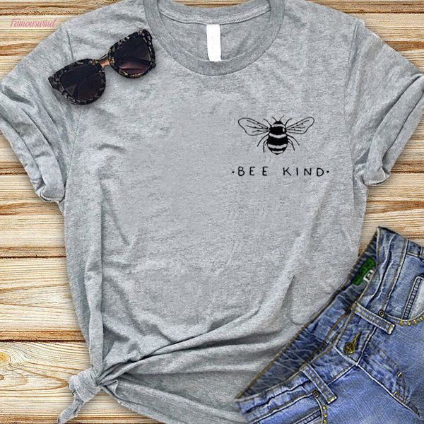 

bee kind pocket print women tshirt graphic short t shirt aesthetic pure cotton shirt girl ulzzang tees summer drop ship, White